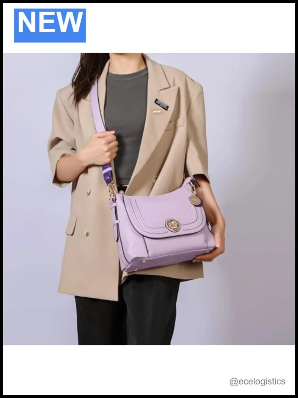 Vegan Leather Messenger Bag for Women, Large Crossbody Purse with Multiple